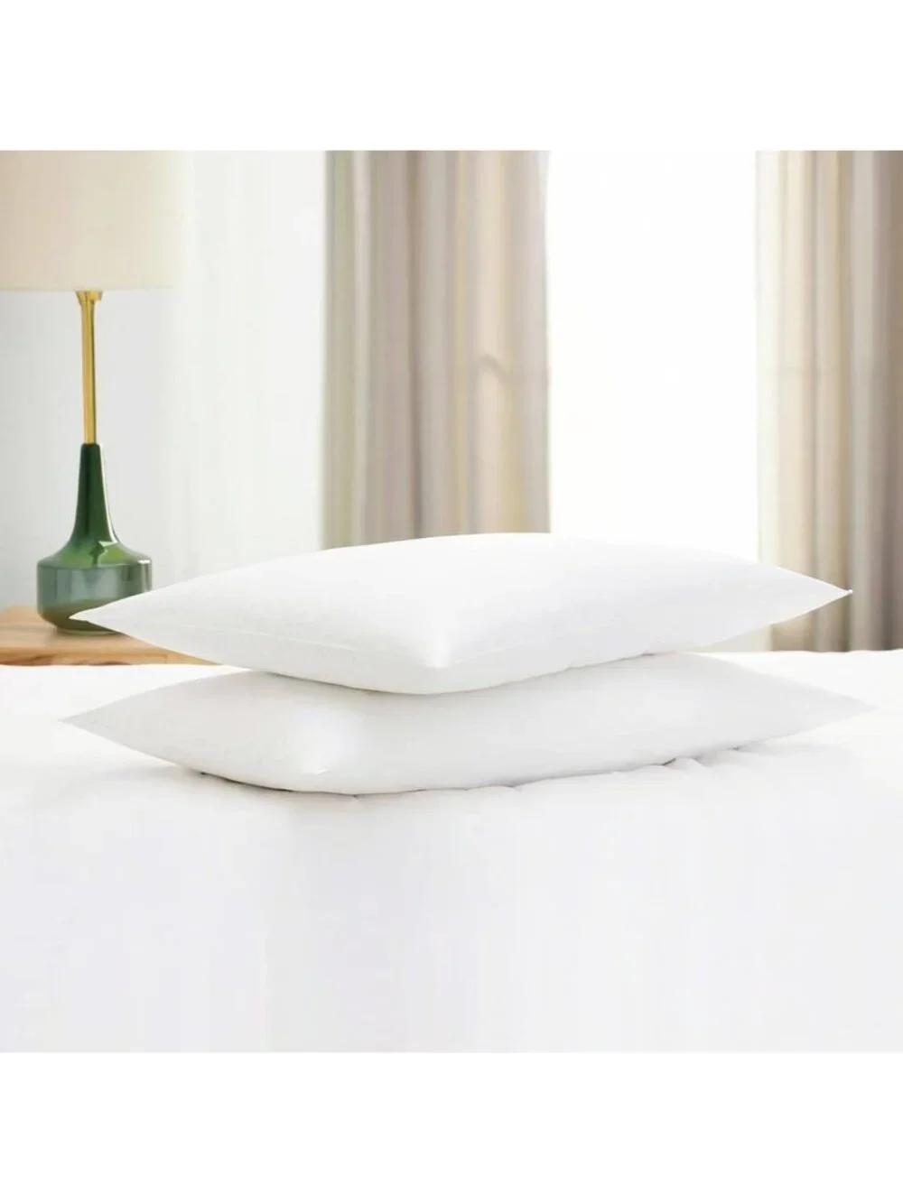 〽️Flat Ultra Thin Bed Pillows Standard Size Set of 2 Soft Down Alternative White